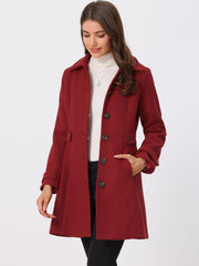Winter Classic Outwear Overcoat with Pockets Single Breasted Coat