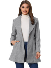 Lapel Collar Buttoned Outerwear Elegant Work Winter Coat
