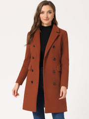 Winter Long Sleeve Notched Lapel Double Breasted Trench Coat