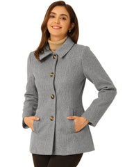 Work Office Winter Overcoat Single Breasted Point Collar Pea Coat
