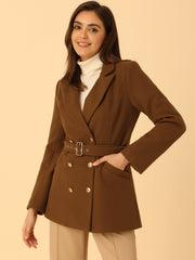 Double Breasted Coat Jacket Work Office Elegant Winter Lapel Blazer