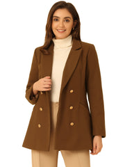 Double Breasted Coat Jacket Work Office Elegant Winter Lapel Blazer