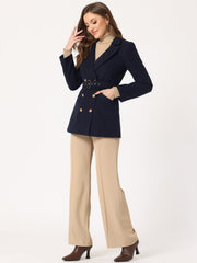 Double Breasted Coat Jacket Work Office Elegant Winter Lapel Blazer
