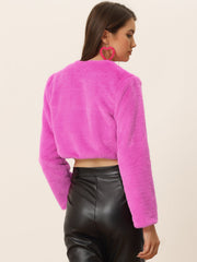 Faux Fur Evening Open Front Bolero Cropped Jacket Shrug