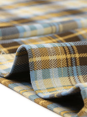 Plaid Cropped Trousers Button Casual Tartan Check Work Pants