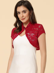 Lace Cardigan Stand Collar Short Elegant Shrug