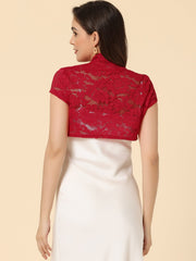 Lace Cardigan Stand Collar Short Elegant Shrug