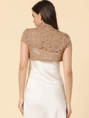 Lace Cardigan Stand Collar Short Elegant Shrug