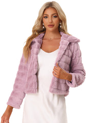 Fluffy Collar Warm Winter Cropped Faux Fur Coat