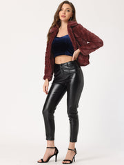 Fluffy Collar Warm Winter Cropped Faux Fur Coat