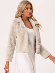 Fluffy Collar Warm Winter Cropped Faux Fur Coat