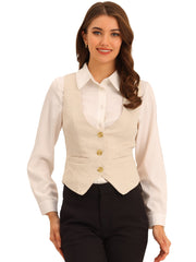 Vintage Button Up Jacquard Steampunk Waistcoat Suit Vest