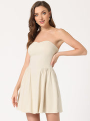 Strapless Sweetheart Neck Fit And Flare Mini Tube Top Dress