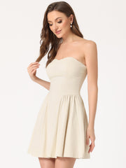 Strapless Sweetheart Neck Fit And Flare Mini Tube Top Dress