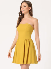 Strapless Sweetheart Neck Fit And Flare Mini Tube Top Dress