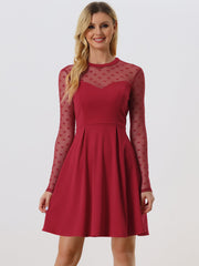 Heart Mesh Sheer Long Sleeve Gothic Cocktail Skater Mini Dress