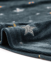 Shiny Stars Print Sleeveless Swing Mini Velvet Dress