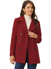 Long Sleeve Double Breasted Button Winter Outerwear Pea Coat