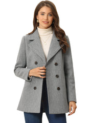 Long Sleeve Double Breasted Button Winter Outerwear Pea Coat