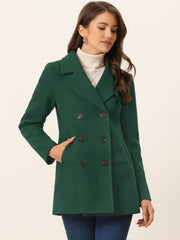 Long Sleeve Double Breasted Button Winter Outerwear Pea Coat