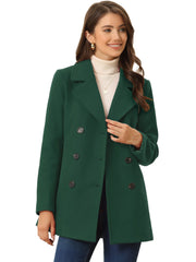 Long Sleeve Double Breasted Button Winter Outerwear Pea Coat