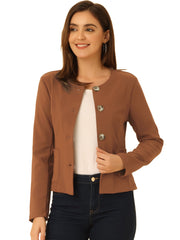 Fall Casual Jacket Elegant Button Front Work Office Blazer