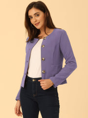 Fall Casual Jacket Elegant Button Front Work Office Blazer