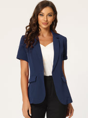 1 Button Office Business Short Sleeve Blazer Jacket