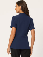 1 Button Office Business Short Sleeve Blazer Jacket