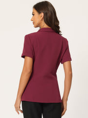 1 Button Office Business Short Sleeve Blazer Jacket