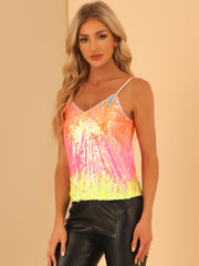 Sequined Straps Party Glitter Disco Sparkle Cami Top