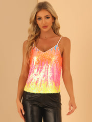 Sequined Straps Party Glitter Disco Sparkle Cami Top
