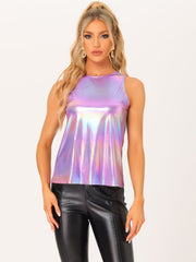 Metallic Sleeveless Shiny Shimmer Party Club Tank Top