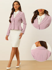 Vintage Lapel Long Sleeve Ruffle Hem Office Cropped Blazer