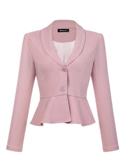 Vintage Lapel Long Sleeve Ruffle Hem Office Cropped Blazer