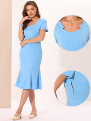 Vintage Work Cocktail Mermaid Sheath Fishtail Bodycon Midi Dress