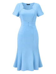Vintage Work Cocktail Mermaid Sheath Fishtail Bodycon Midi Dress
