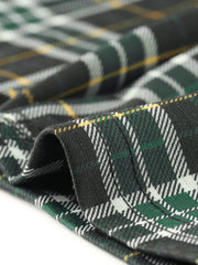 Vintage Tartan Plaid Pants Elastic Waist Straight Long Trousers