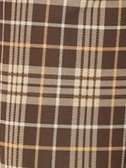 Vintage Tartan Plaid Pants Elastic Waist Straight Long Trousers
