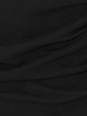 Cowl Neck Short Sleeve Casual Basic Solid Knitted Buttons Decor Ruched Top