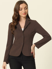 Solid Work Office Lapel Collar Stretch Jacket Suit Blazer