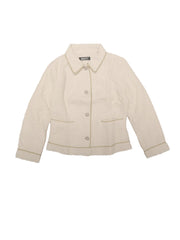 Collared Long Sleeve Contrast Trim Button Down Work Short Jacket