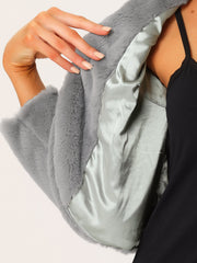 Faux Fur Long Sleeve Open Front Bolero Winter Coat Cropped Jacket