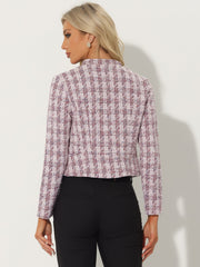 Vintage Tweed Plaid Slim Fit Work Office Cropped Jacket