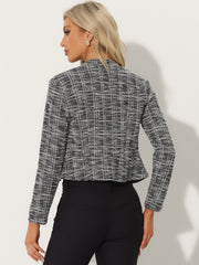 Vintage Tweed Plaid Slim Fit Work Office Cropped Jacket