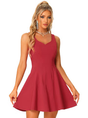Party Sexy Sleeveless Sweetheart Neck Fit and Flared A Line Swing Cocktail Mini Dress