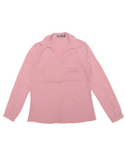 V Neck Point Collar Mesh Sleeve Button Down Work Office Shirt