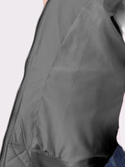 Casual Zip Up Raglan Long Sleeve Quilted Bomber Jacket