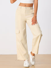 Mid Rise Baggy Wide Leg Pockets Y2K Casual Cargo Pants
