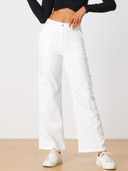 Mid Rise Baggy Wide Leg Pockets Y2K Casual Cargo Pants